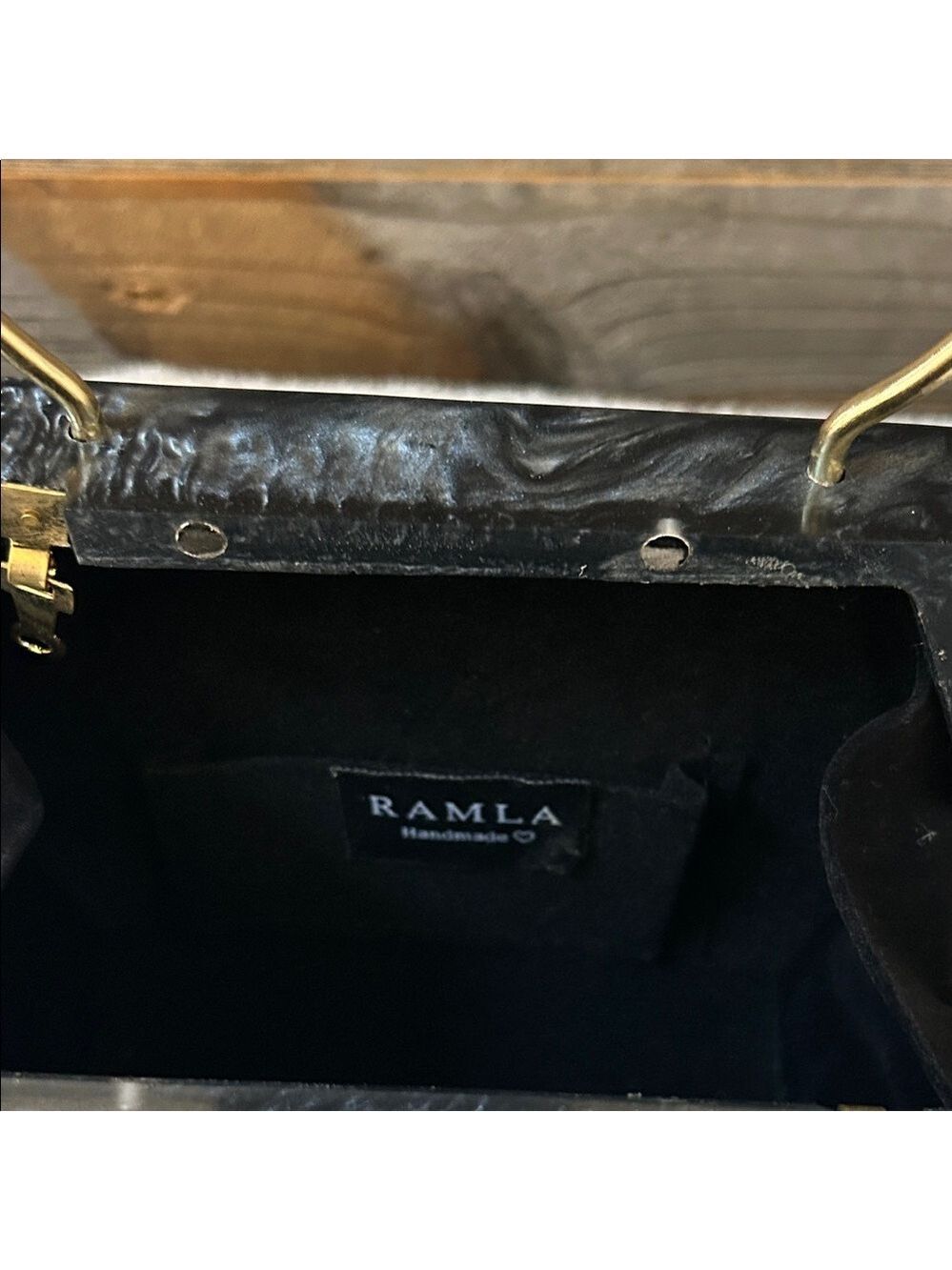 Ramla Black Acrylic Soho Clutch with Removable Chain Brand New! - Picture 8 of 10